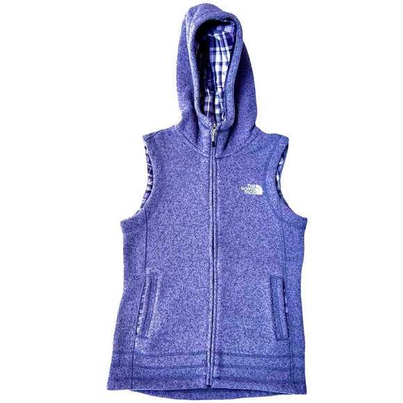 The North Face Hoodie Sz XS Vest Purple Fleece Full Zipper Sleeveless Pockets - Picture 1 of 4